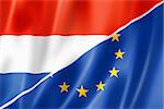Mixed Netherlands and european Union flag, three dimensional render, illustration