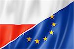 Mixed Polish and european Union flag, three dimensional render, illustration