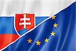 Mixed Slovakian and european Union flag, three dimensional render, illustration