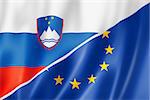 Mixed Slovenian and european Union flag, three dimensional render, illustration