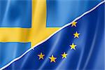 Mixed Swedish and european Union flag, three dimensional render, illustration
