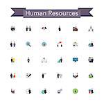 Human resources flat icons set. Vector illustration.