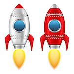 Two rockets with flame, vector eps10 illustration
