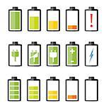 Battery icons set, vector eps10 illustration