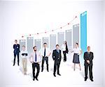 Business team against white background with vignette