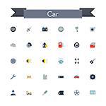 Car flat icons set. Vector illustration.