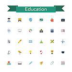 Education flat icons set. Vector illustration.