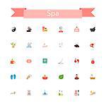 Spa flat icons set. Vector illustration.