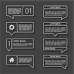 White line speech bubbles with shadows, user interface elements set, vector eps10 illustration