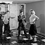 1950s FOUR TEENAGE BOYS AND GIRLS DANCING PARTY