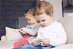 Children using smartphones