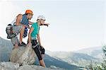 Climbers surveying climb down