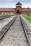 Traintracks and building, Birkenau, Auschwitz Concentration Camp, Poland