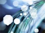 Strands of fibre optic used to send data, close-up