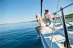 Young couple together on sailboat, Adriatic Sea