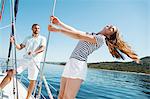 Happy couple on sailboat, Adriatic Sea