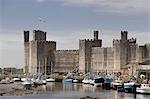 Caernarfon Castle from the southeast, UNESCO World Heritage Site, Wales, United Kingdom, Europe