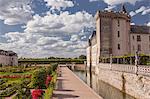 The afternoon light catches the side of the chateau and gardens in Villandry, UNESCO World Heritage Site, Indre et Loire, Centre, France, Europe