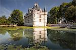 One of the earliest Renaissance chateaux standing today, the castle at Azay-le-Rideau, UNESCO World Heritage Site, built during the 16th century, Indre et Loire, France, Europe