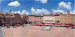 Piazza del Campo with Santa Maria Assunta Cathedral on skyline, Siena, UNESCO World Heritage Site, Siena Province, Tuscany, Italy, Europe