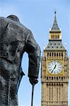 Houses of Parliament, UNESCO World Heritage Site, and Churchill statue in Parliament Square, London, England, United Kingdom, Europe