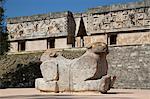 Double-headed Jaguar, Palace of the Governor, Uxmal, Mayan archaeological site, UNESCO World Heritage Site, Yucatan, Mexico, North America