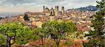 Panoramic cityscape view of Bergamo old town, Italy, Europe