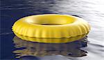 Yellow swim ring floating on water