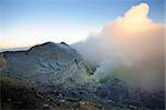 Ijen volcano in East Java in Indonesia. It's famous for sulfur mining and acid lake.