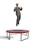 Man jumps on a trampoline increasingly top