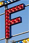 classic electric sign like the ones used in circus or old fashioned shops representing the F letter