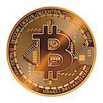 Bitcoin . Virtual Coin. 3D Model Over White Background.