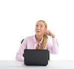 Businesswoman has an intuition working on pc