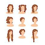 Vector illustration of Different hair style for woman
