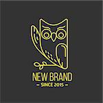 Vintage owl logo in thin line style. Vector illustration. Retro emblem or logotype for educational brand.