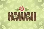 Vector illustration of Hawaii with hibiscus flowers in vintage colors