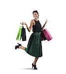 Shopaholic woman happy of her many purchases