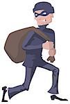 Robber in a mask carries bag. Man robber. Isolated illustration in vector format