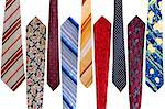 Collection of vintage ties isolated on white background
