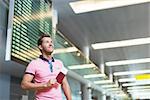 Man with a passport at the airport