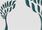 Decorative trees background, season tree with green leaves, abstract vector trees on grey background