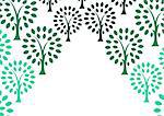 Decorative tree background, avenue of season trees with green leaves, abstract vector trees on white background