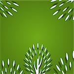 Decorative trees background, season tree with green leaves, abstract vector trees on green background
