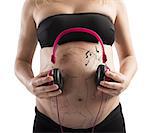 Baby in mother belly listening to music