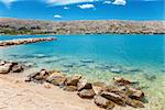 Beautiful turquoise beach on Croatian island Pag