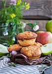 Fresh homemade delicious apple muffins for breakfast