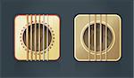 Vector classic acoustic guitar square icons for music software, eps10