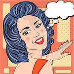 Pop Art illustration of woman with the speech bubble, vector format