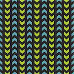 Tile vector pattern with blue and mint green zig zag print on black background for seamless decoration wallpaper