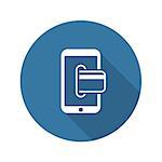 Mobile Banking Icon. Business Concept. Flat Design. Isolated Illustration. Long Shadow.